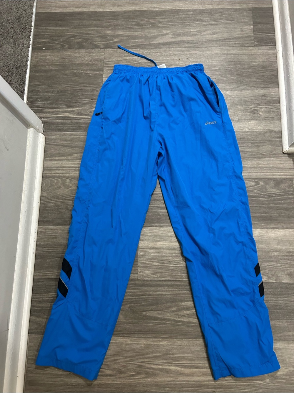 Asics Electric Blue Athletic Track Pants with Black Accents